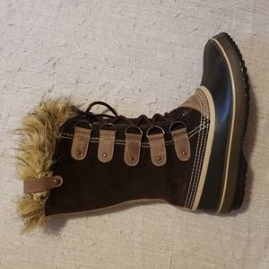 SOREL- Joan Of Arctic - Faux Fur / Suede - Winter - Lace-up Boots Women Size 11